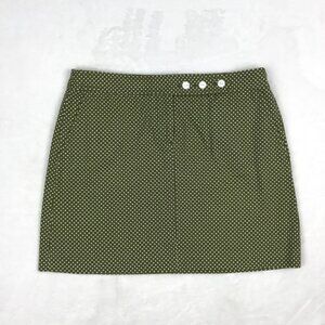 J. Crew Olive Green & White Polka Dot Vintage Style Mini Skirt